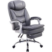 CHEFSESSEL Lederlook Grau - Chromfarben/Grau, Textil/Metall (67/112/67cm) - CLP