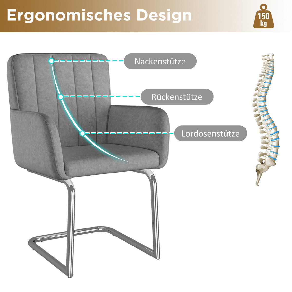 SCHWINGSTUHL DE-35882 2er-Set mit Z-förmigen Metallbeinen Grau - Grau, Metall (57/86/56cm) - ComfortXL
