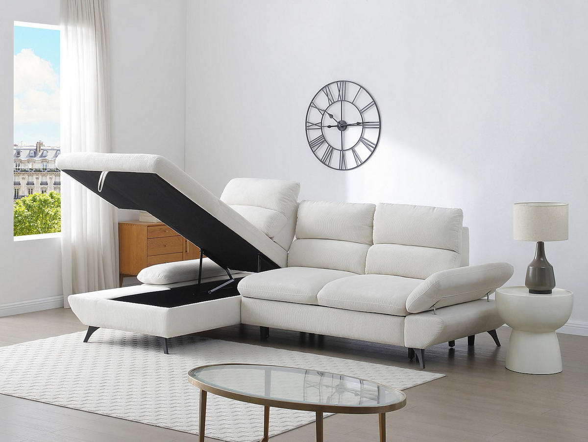 SCHLAFSOFA - 5 Personen-Sitzer - Stoff - Beige - - Beige, Textil (282/100/196cm) - Vente-Unique