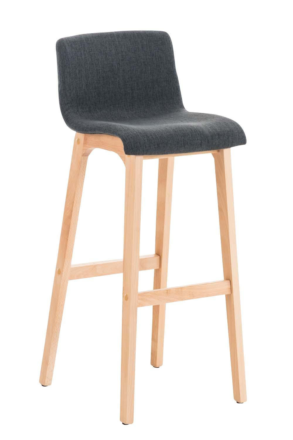 BARHOCKER Stoff dunkelgrau - Eukalyptusholzfarben/Dunkelgrau, Holz/Textil (41/101/46cm) - CLP