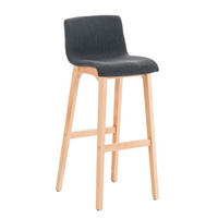 BARHOCKER Stoff dunkelgrau - Eukalyptusholzfarben/Dunkelgrau, Holz/Textil (41/101/46cm) - CLP