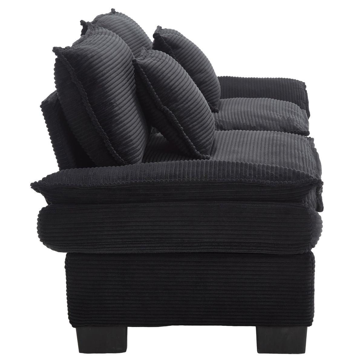 SOFA für 2 Personen mit Velvet-Bezug in Schwarz 224/81/81 cm - Schwarz, Textil (224/81/81cm) - OKWISH
