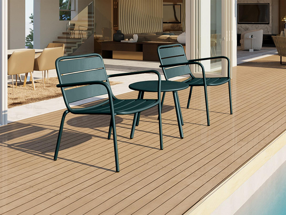 GARTENSITZGRUPPE im Set - 2 -Sitzer - Stahl - tannengrün - MIRMANDE - Waldgrün, Metall - Vente-Unique