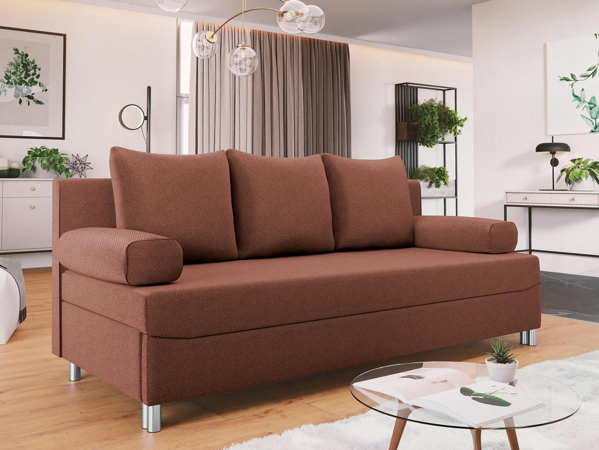 SCHLAFSOFA Dover - Chromfarben/Rosa, Holz/Kunststoff (192/86/80cm) - MIRJAN24