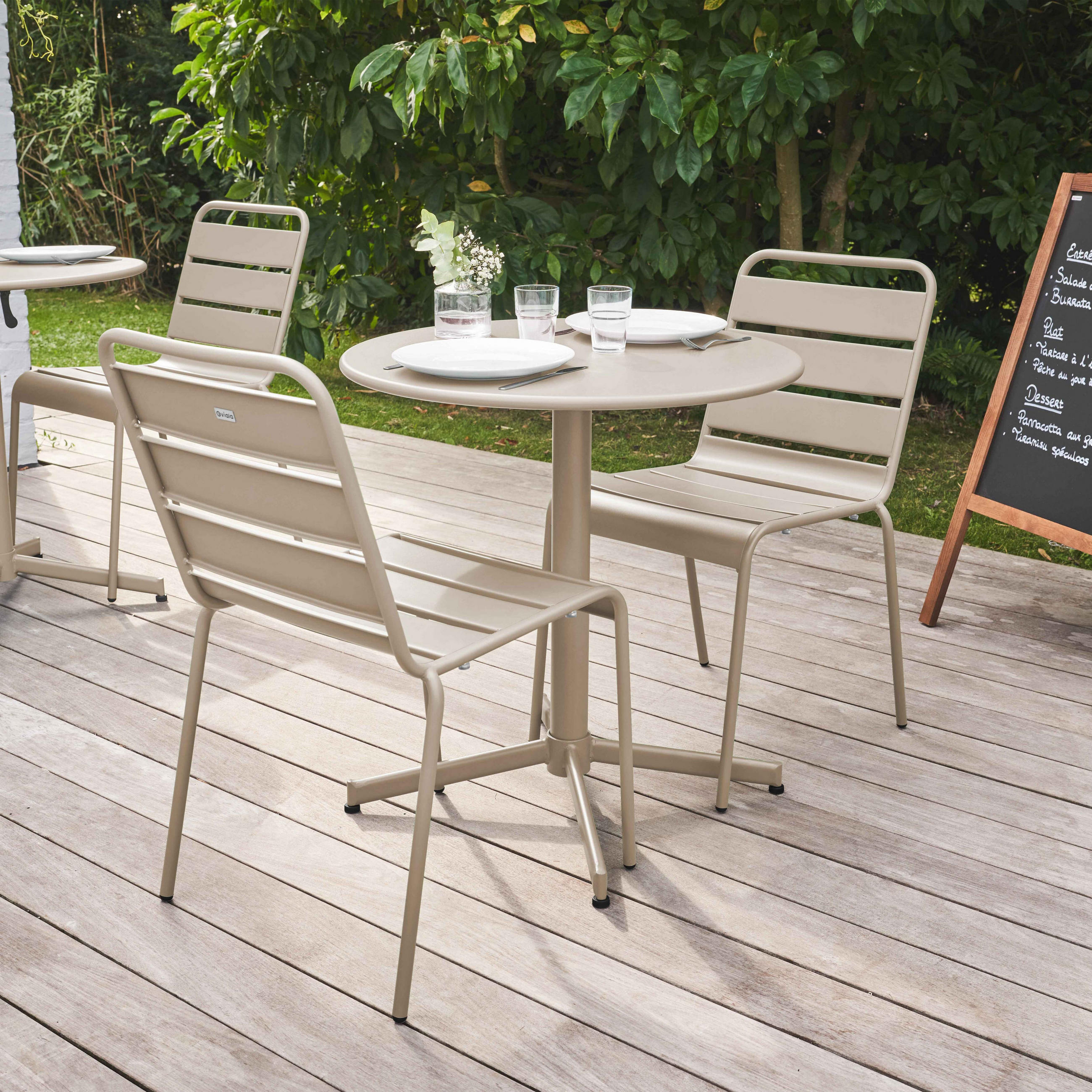 GARTENSET 3-tlg, Taupe - Taupe, Metall - Oviala