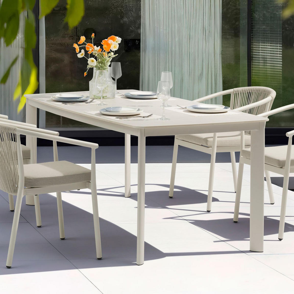 GARTENTISCH TAVOLO - Creme, Metall (90/180/75cm) - IDIMEX