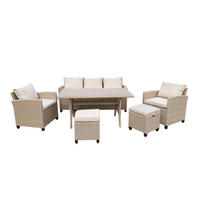 DININGLOUNGE-SET Alpina II Braun Polyrattan für 7 Personen - Braun, Naturmaterialien - Green Spirit