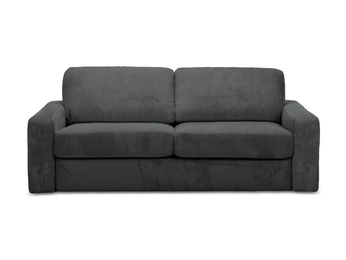 3-SITZER SOFA mit Schlaffunktion Cord Stoff Grau - Dunkelgrau/Schwarz, Kunststoff/Textil (195/80/100cm) - LaMiaSofa
