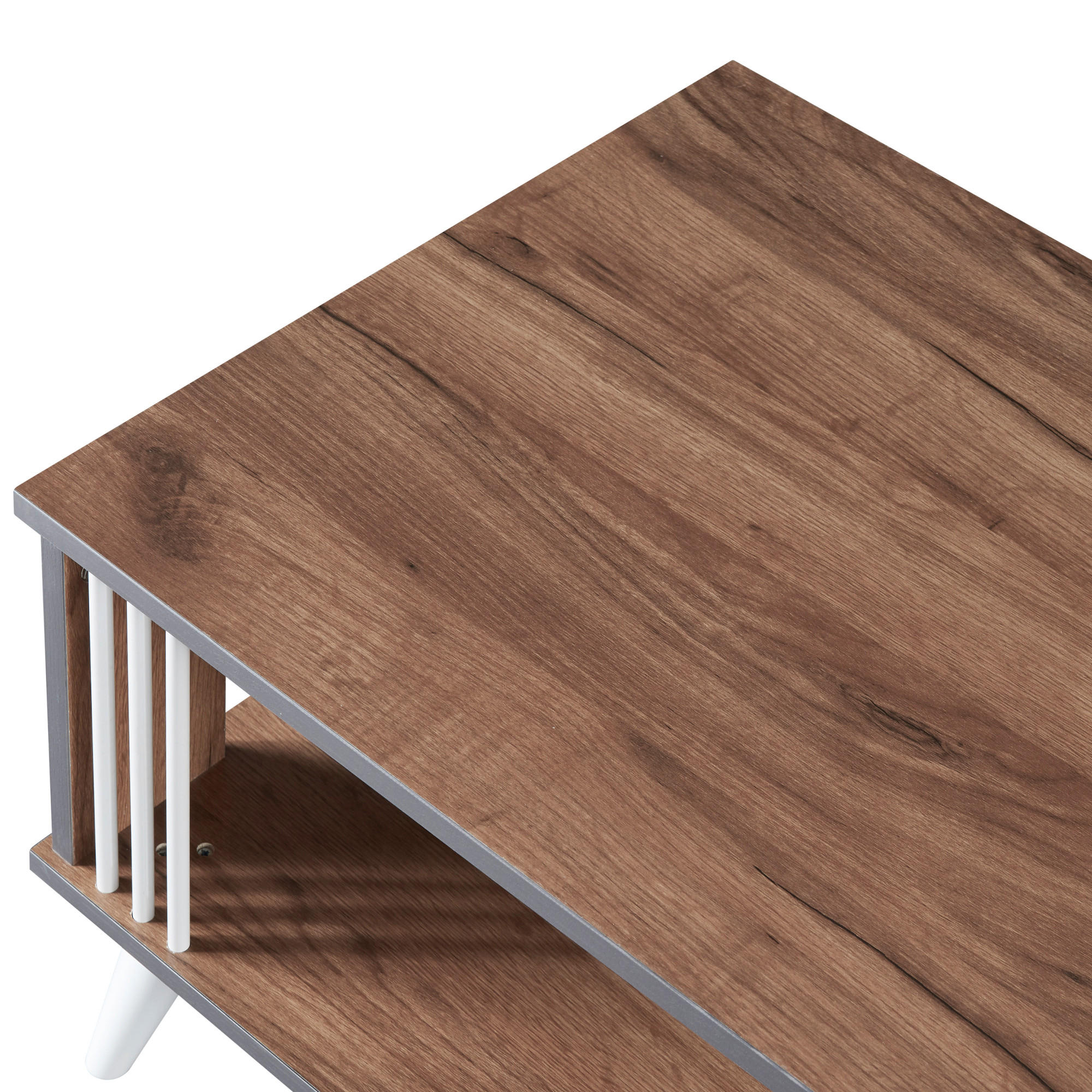 COUCHTISCH Århus 40/70/50 cm - Eichefarben/Weiß, Holzwerkstoff/Kunststoff (50/70/40cm) - [en.casa]