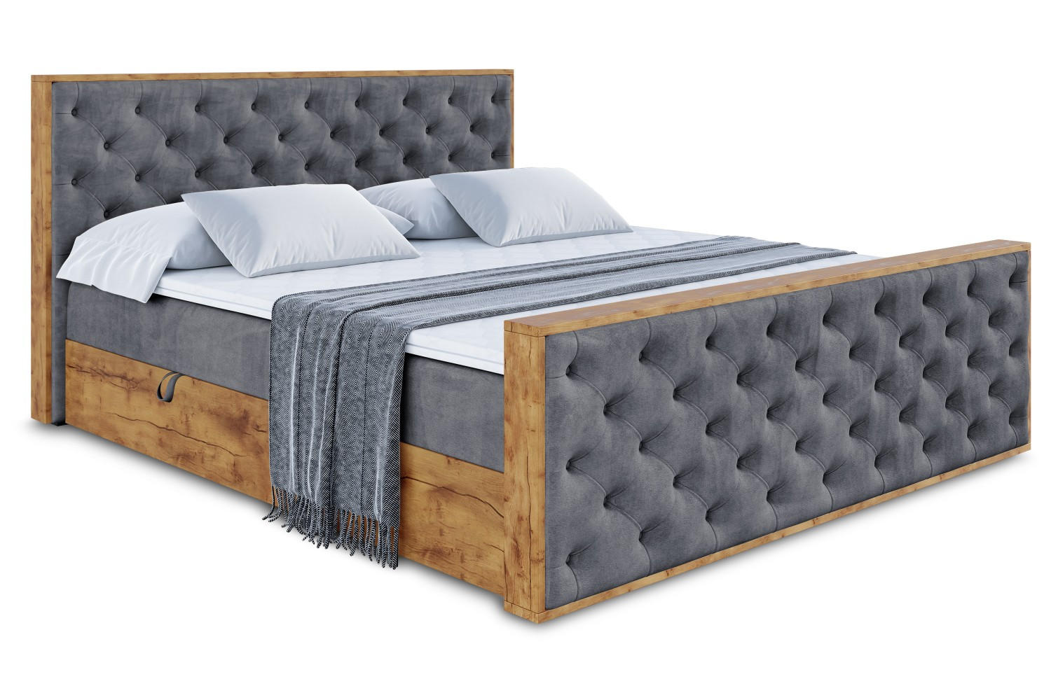 BOXBETT mit Matratze H4 und Lattenrost - LOLLI3-Z - 160x200 - Dunkelgrau Casablanca - Dunkelgrau, Holzwerkstoff (160/200cm) - ALTDECOR