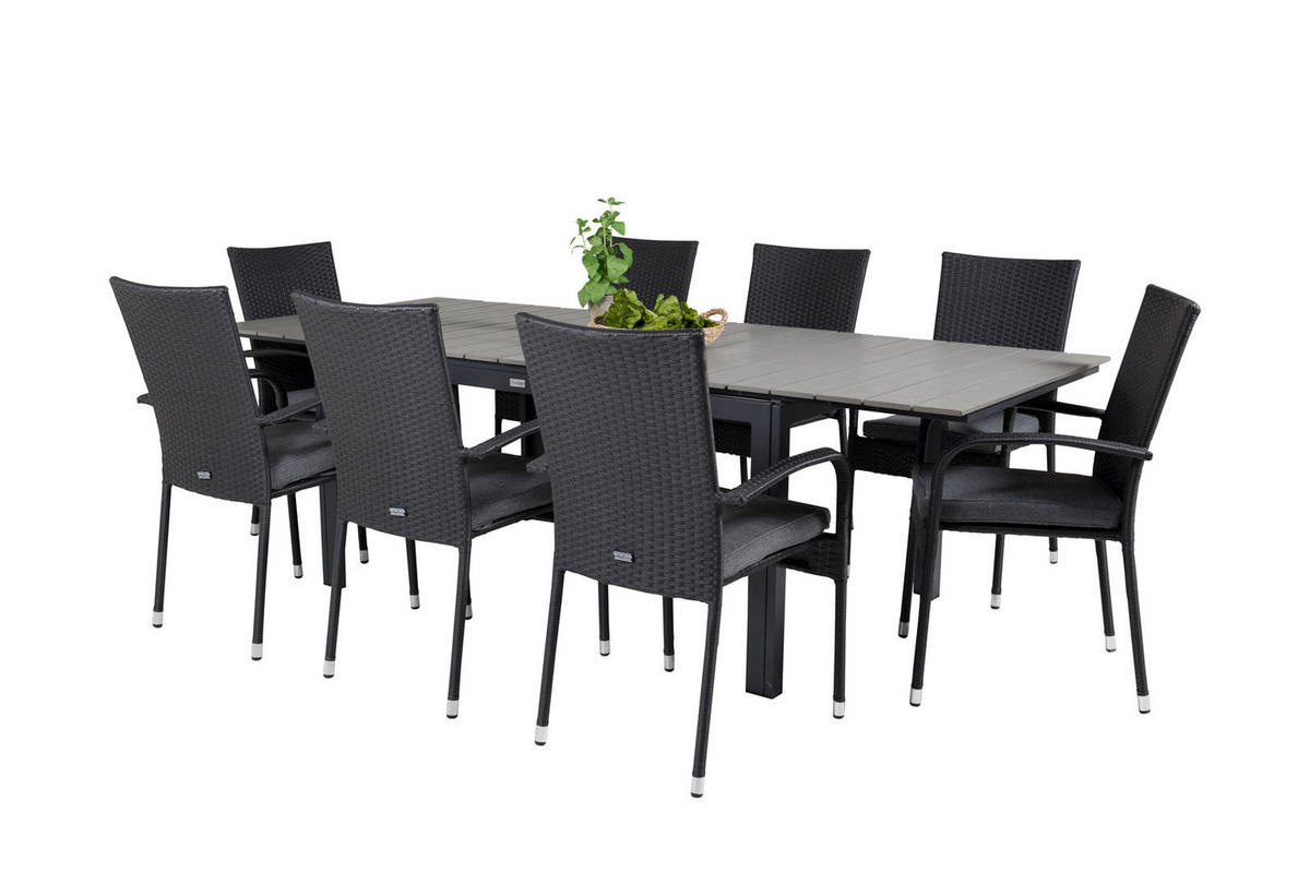 GARTENTISCHGRUPPE Schwarz - Schwarz, Holzwerkstoff - ebuy24