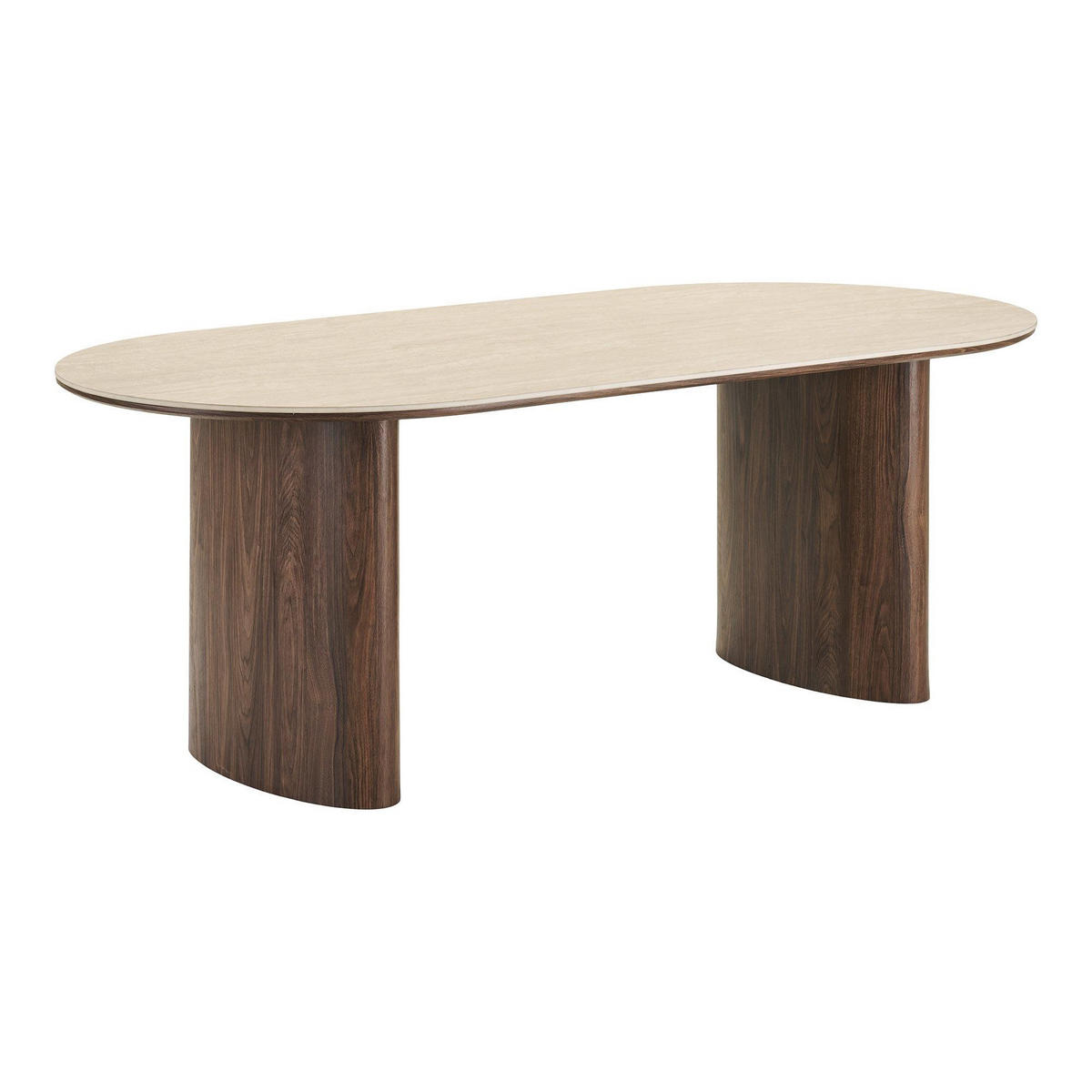 ESSTISCH Minamata 100 x 210 x 76 cm, Keramik-Tischplatte Travertin / Walnuss-Dekor - Grau, Holzwerkstoff (210/100/76cm) - ebuy24