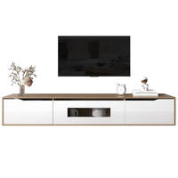 TV Lowboard LED, 3 Türen, hängend, Weiß - Weiß, Holz (180/30/35cm)