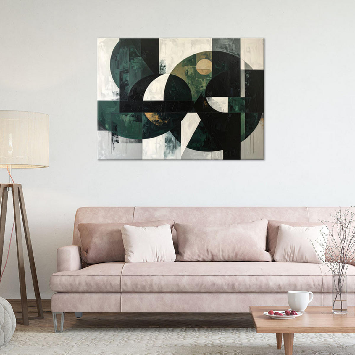 LEINWANDBILD 3D und geometrisch 90x60cm - Grün, Textil (90/60cm) - Feeby