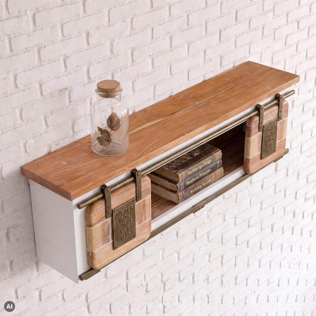 WANDREGAL Mango 130x25x35 weiß lackiert RAILWAY #565 - Weiß, Holz (130/35/25cm) - Massivmoebel24