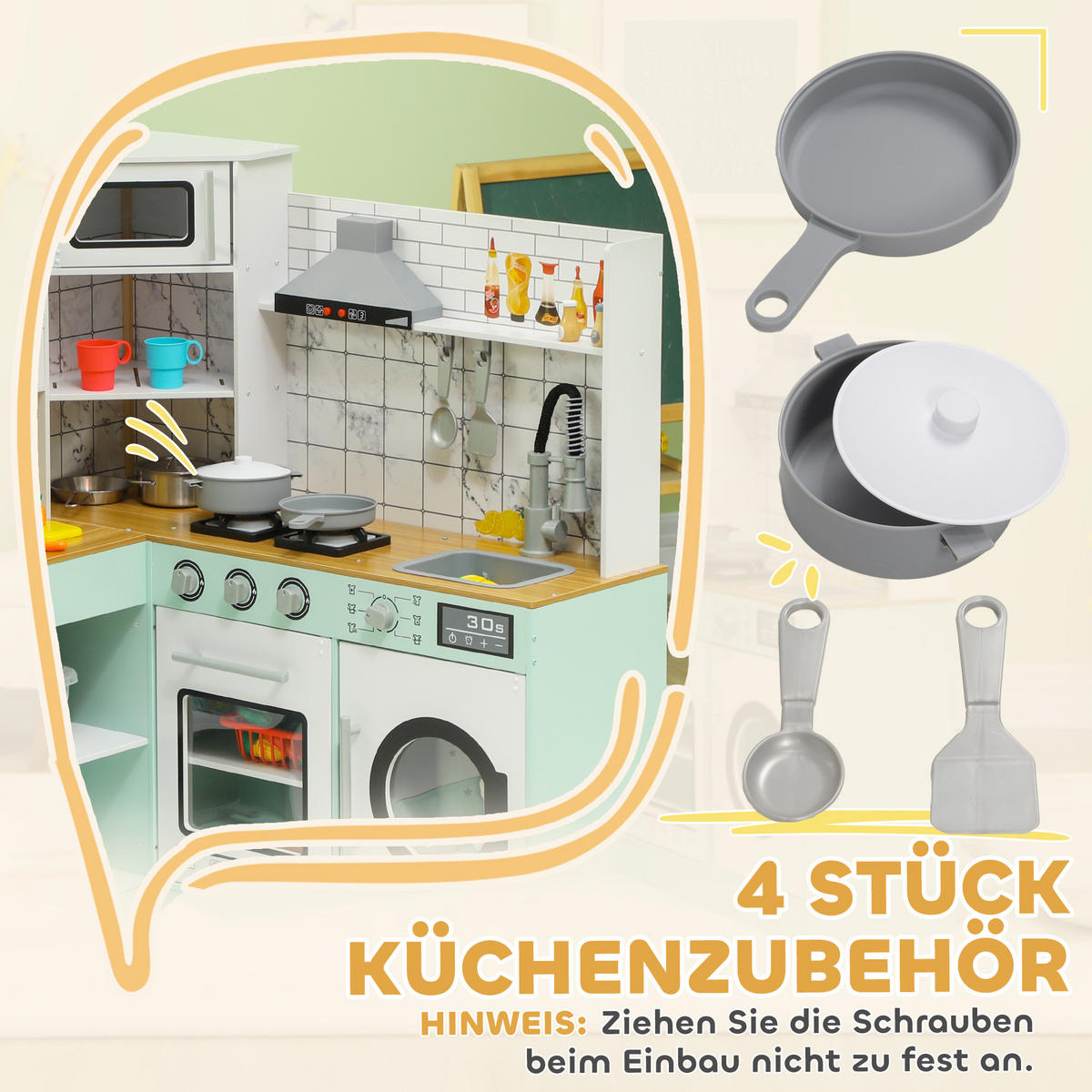 KINDERKÜCHE - Grün, Holzwerkstoff/Metall (109/100/110cm) - AIYAPLAY