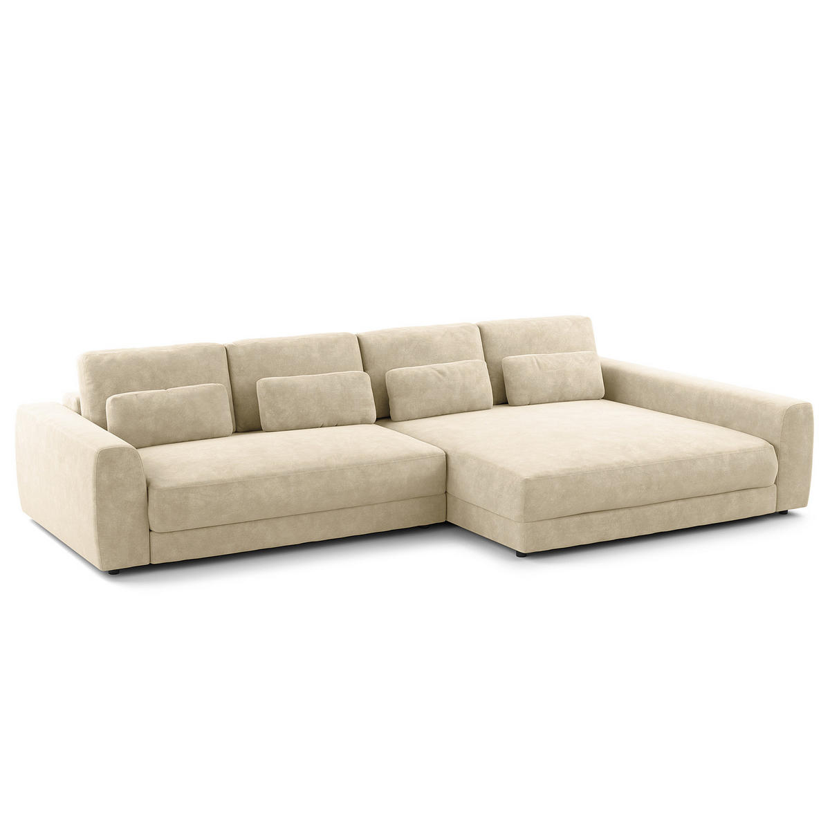 ECKSOFA mit XXL-Longchair - Schwarz/Weiß, Kunststoff/Textil (323/182cm) - home24