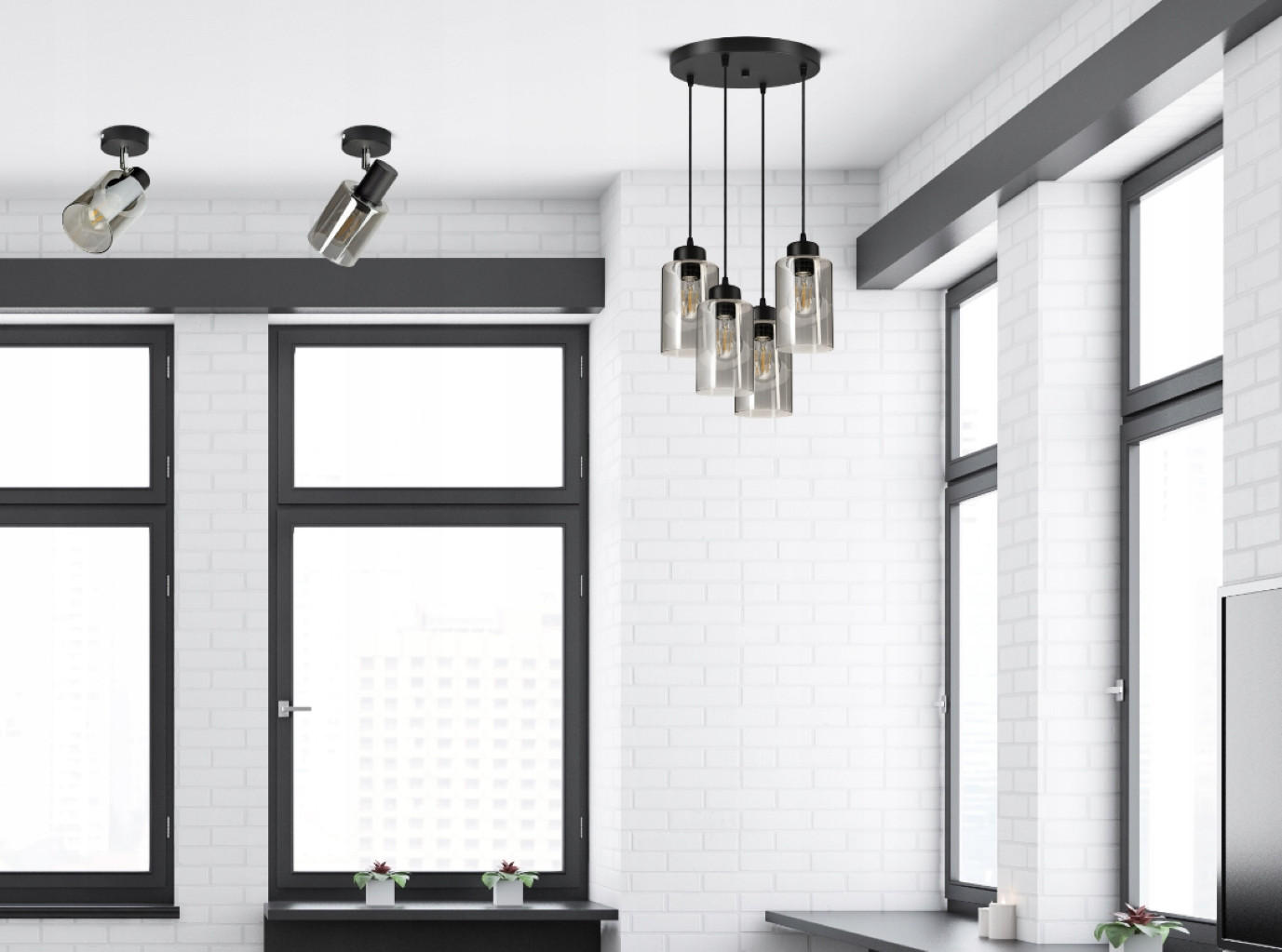 PENDELLEUCHTE TUBE - Transparent/Schwarz, Glas/Metall (30/30/80cm) - kiki design