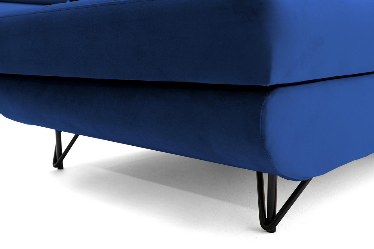 ECKSOFA U-Form JUNIOR U Links mit Schlaffunktion 128x254 Velours Blau - Blau/Schwarz, Holz/Textil (323/90/184cm) - Muffo