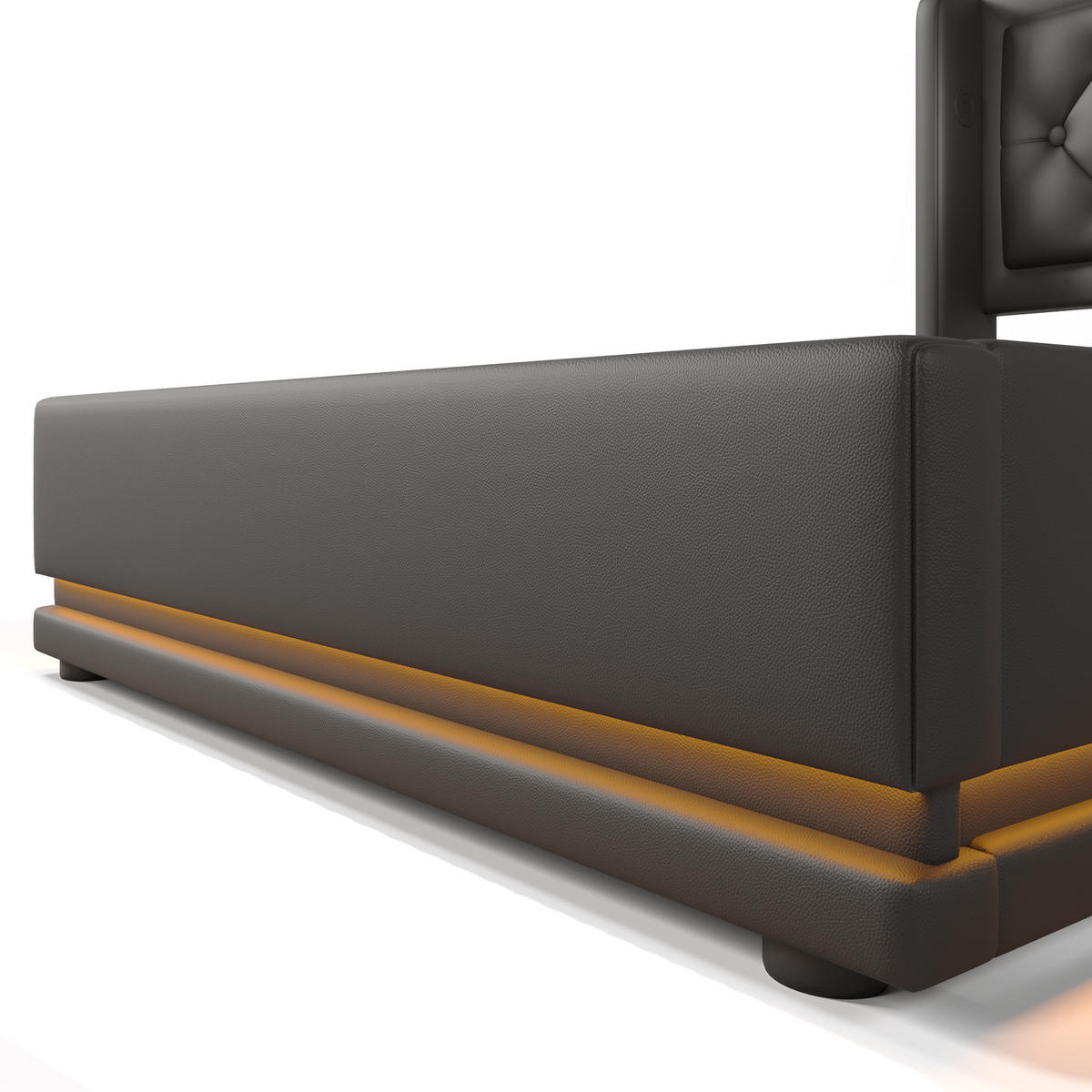 STAURAUMBETT 90/200 cm DE-00519, in Schwarz, LED und hydraulischem Bettkasten - Schwarz, Metall (90/200cm) - ComfortXL