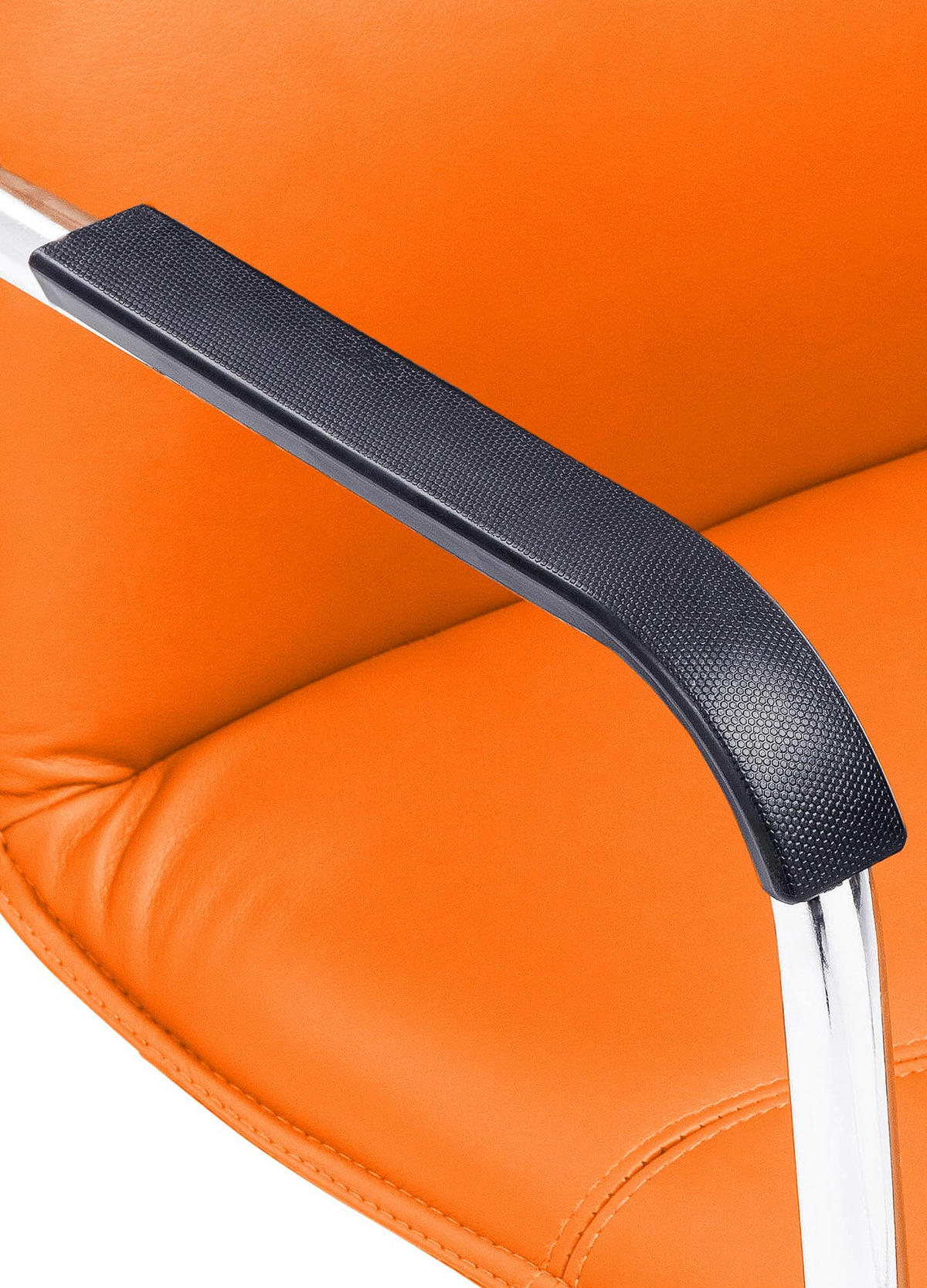 BESUCHERSTUHL SEATTLE 92x56x60 cm Orange Kunstleder - Orange, Leder/Metall (56/92/60cm) - DELUKE