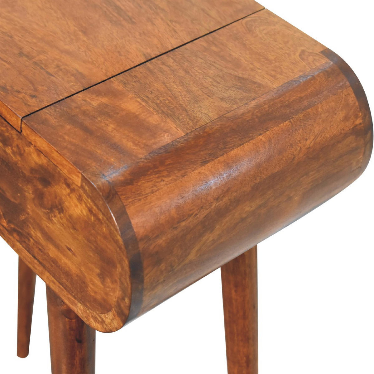 SCHMINKTISCH mini rund klappbar im Kastanienholz-Finish mit 1 Schublade. - Dunkelbraun/Messingfarben, Mangoholz/Holz (70/79/35cm) - Artisan Furniture