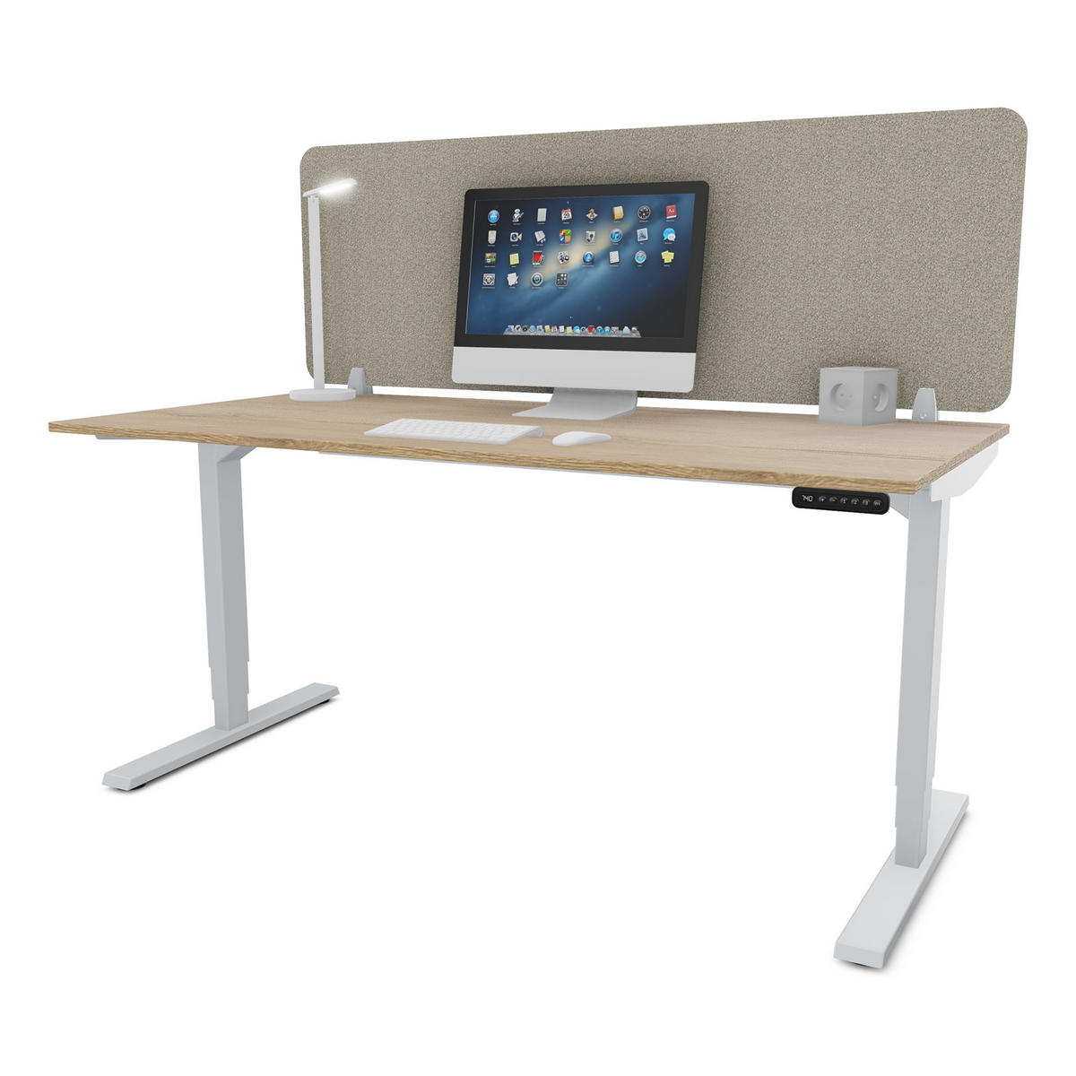 TISCHTRENNWAND Schreibtischtrennwand VITECO 140cm Harbor Weißaluminium / Harbor Weißaluminium 1400mm - Silberfarben/Hellgrau, Textil (140/1.2/56.2cm) - ASSMANN