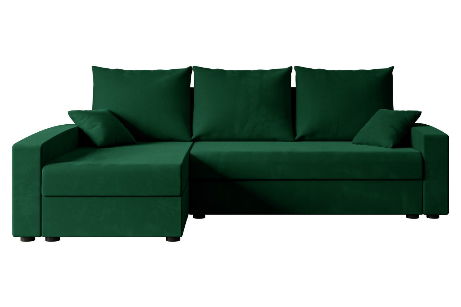 ECKSOFA mit Schlaffunktion und Bettkasten ALESIA-L 231x140x90 cm Grün Velours - Silberfarben/Grün, Holzwerkstoff/Kunststoff (231/140cm) - ALTDECOR