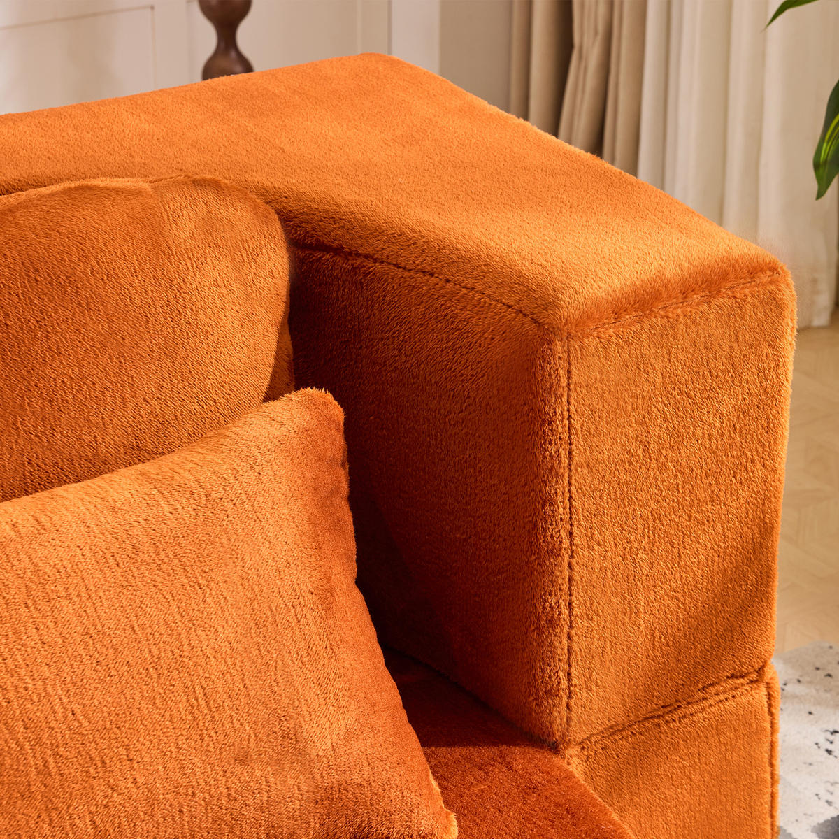 2-SITZER SCHLAFSOFA Flanell Orange mit 4 Kissen - Orange, Textil (198/76/120cm) - WISHDOR