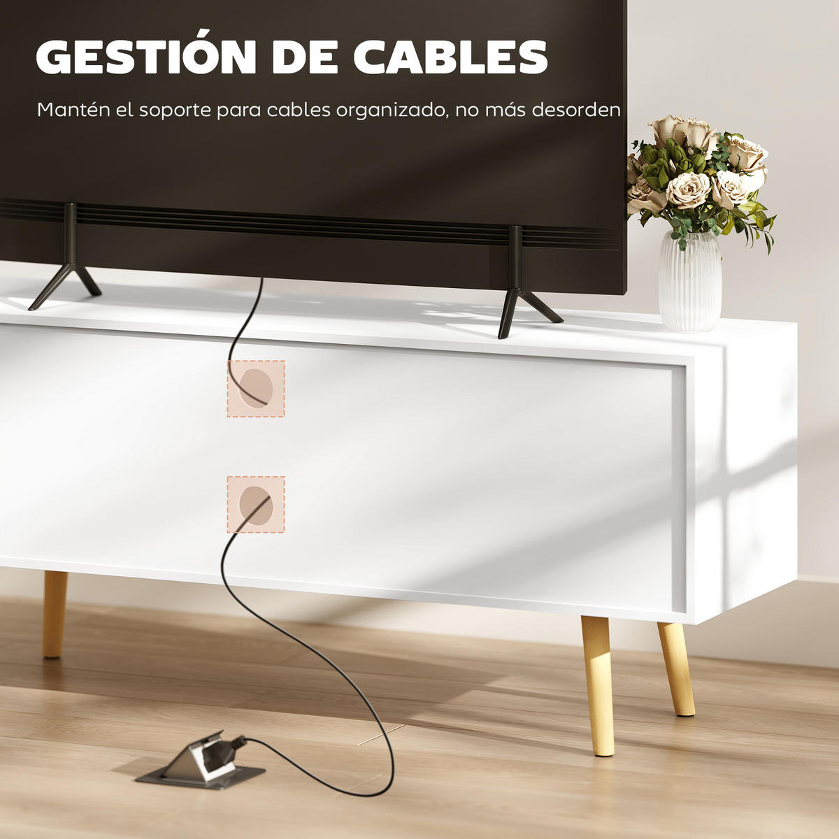 TV-MÖBEL Weiß 1 Stück - Weiß, Holzwerkstoff (120/50/34cm) - GiPP