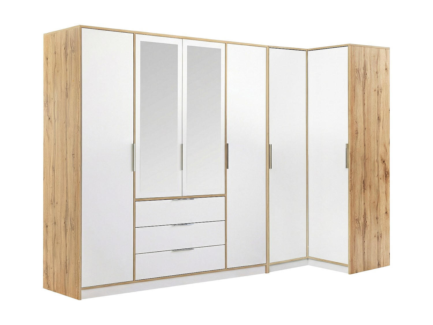 KLEIDERSCHRANK - 302 cm, 311 cm x 106.5 cm - Holz, Platte - Naturfarben Hell, Weiß LAMIKI - Naturfarben/Weiß, Holz (302/200/106.5cm) - Vente-Unique