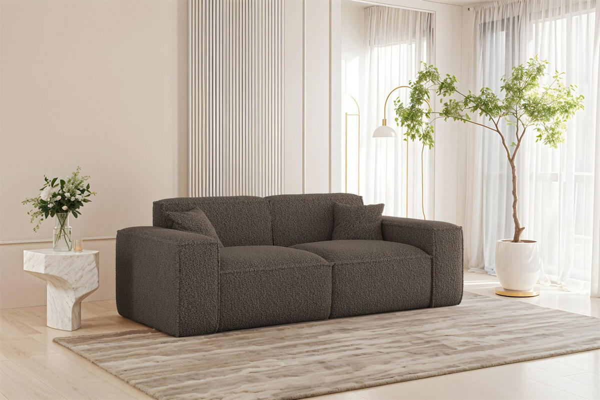 SOFASET Celes Premium 3-2-1 In Sven - Braun, Holzwerkstoff/Textil (218/73/90cm) - Fun Möbel