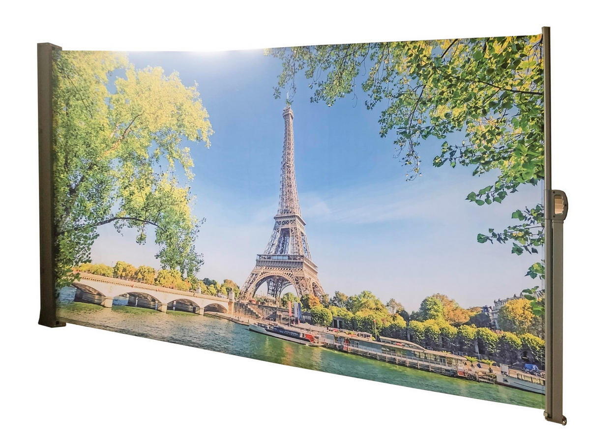 SEITENMARKISE Fabi Motiv Paris Mehrfarbig Markise ausziehbar - Hellblau, Kunststoff (9/160/300cm) - DELUKE