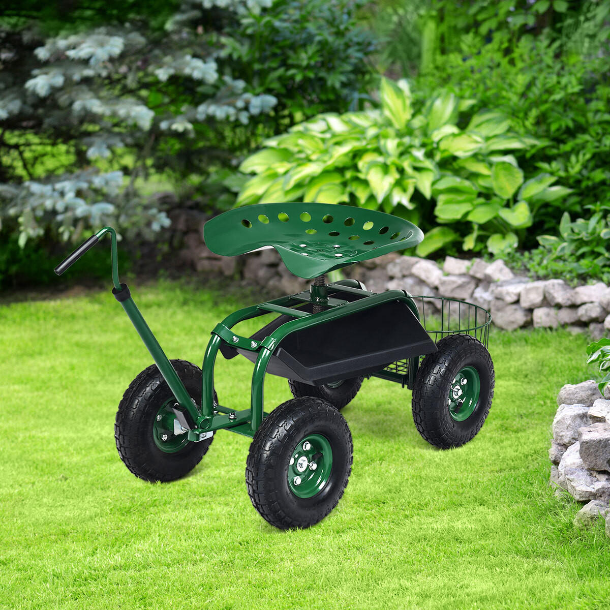 GARTENWAGEN Grün - Grün, Metall (47.5/47/96.5cm) - COSTWAY