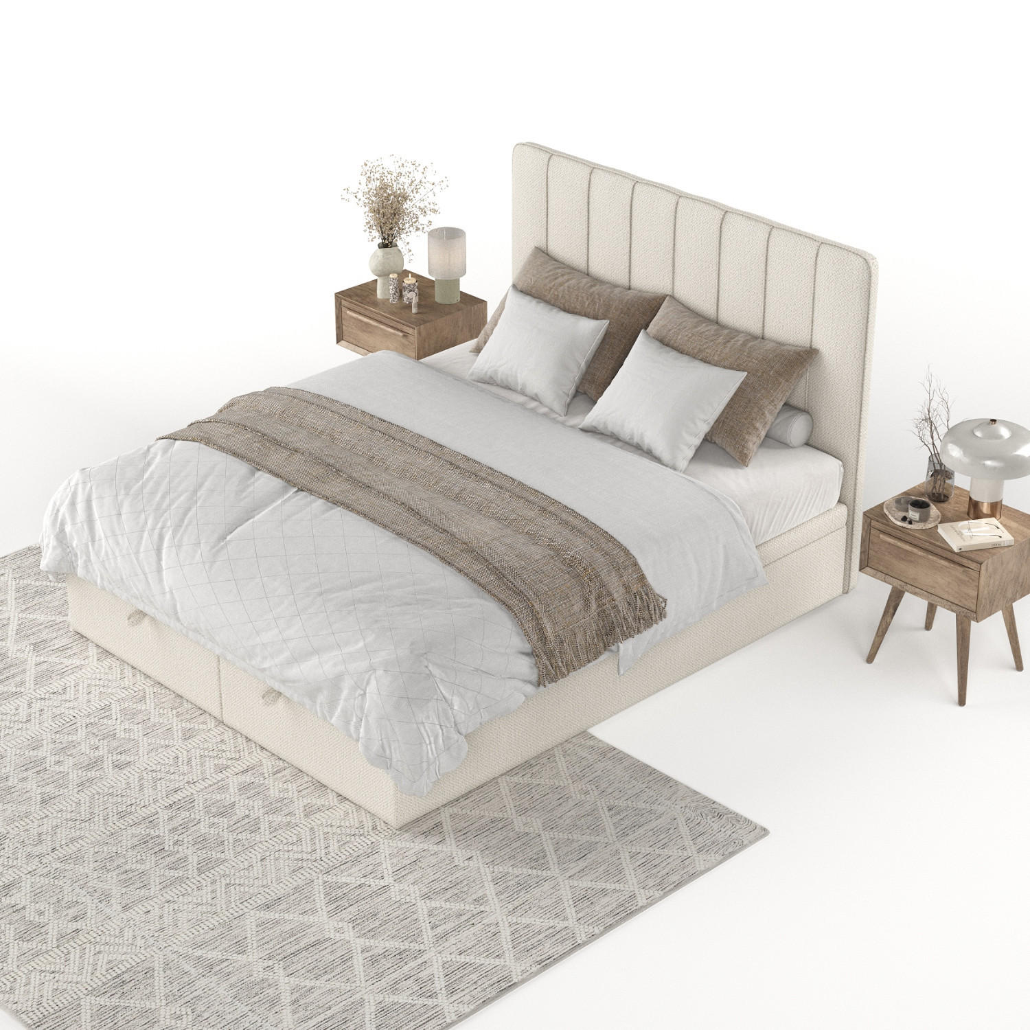 POLSTERBETT Vienna mit Stauraum 120/200 cm Hellbeige im Alta Stoff - Sandfarben/Schwarz, Holz/Holzwerkstoff (120/200cm) - AltaBeds