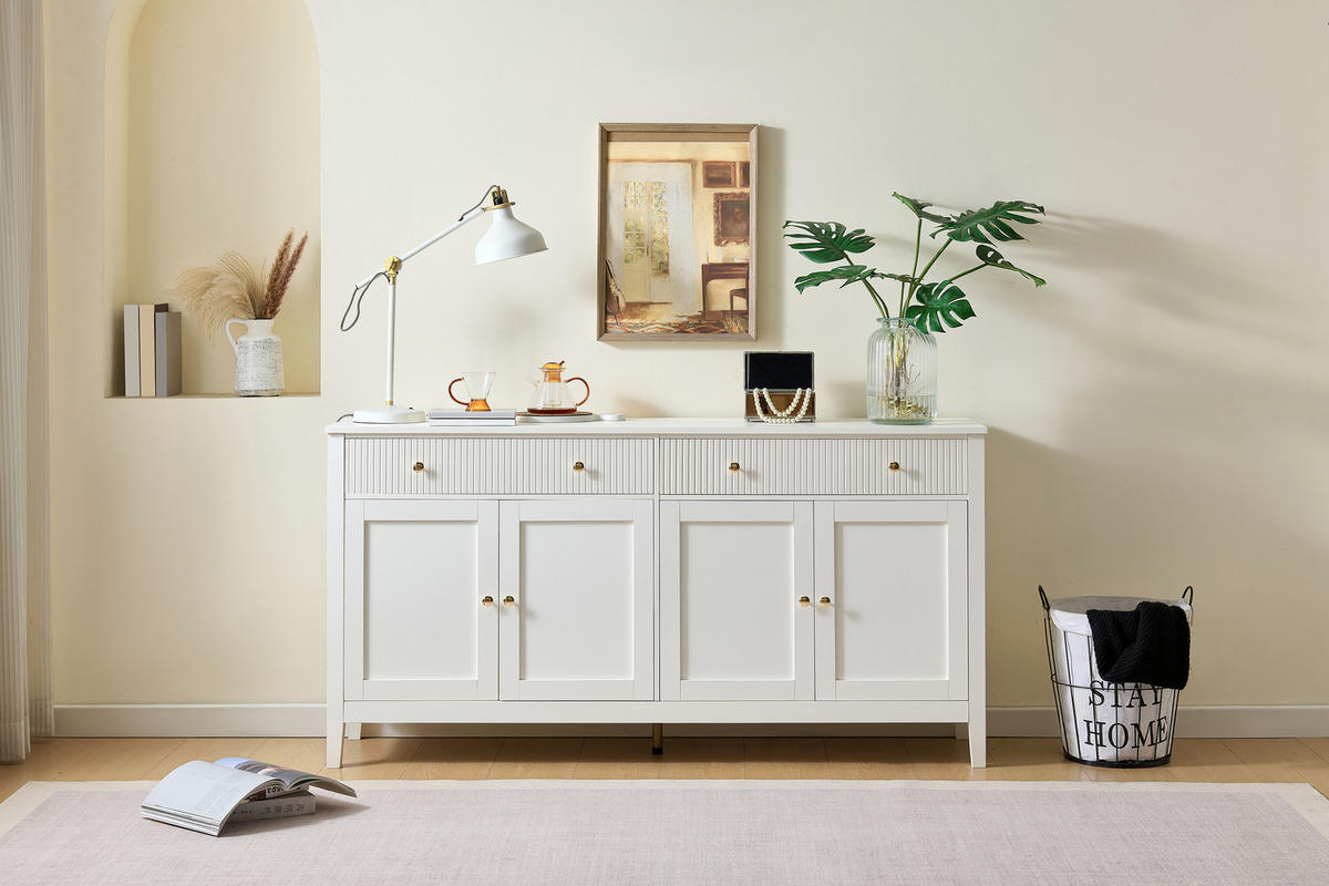 SIDEBOARD weiß 2 Schubladen 4 Türen - Weiß, Holz (160/82/40cm) - Fortuna Lai