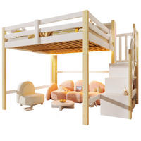 HOCHBETT 140/200 cm aus Kiefernholz mit LED-Leuchten, Weiß/Natur - Naturfarben, Holz (140/200cm) - OKMYHOME