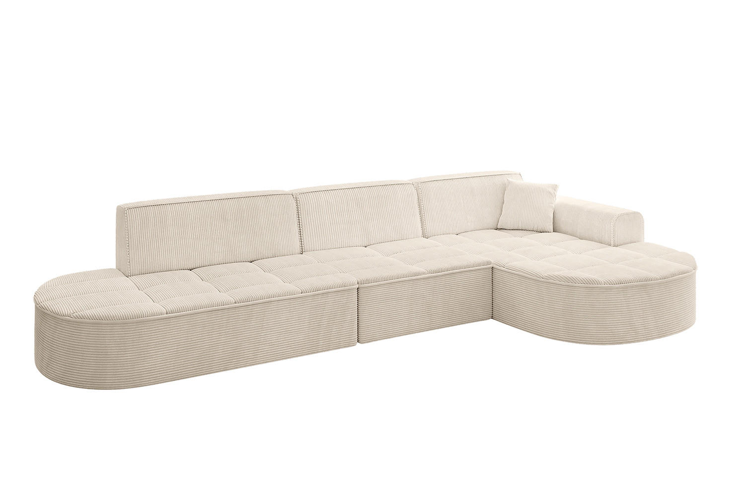 ECKSOFA Ottomane Rechts TARO-L2 - 328x171x79,5 cm Beige - Beige, Holzwerkstoff/Textil (328/171cm) - ALTDECOR