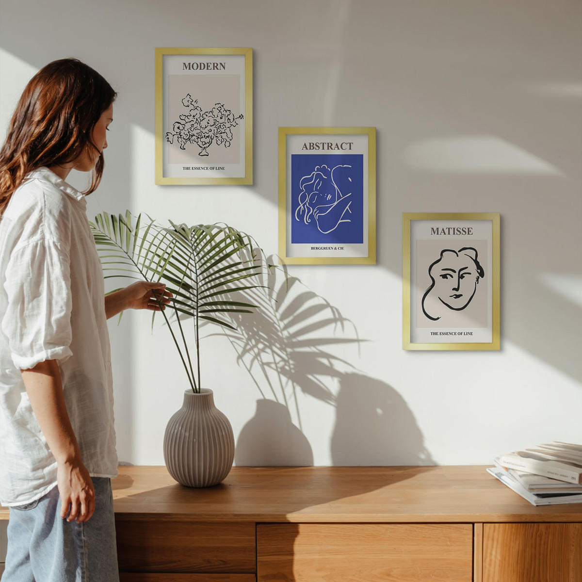 BILDER SET 3er Set - 20x30 cm Goldrahmen - Matisses moderne Plakate - Goldfarben, Kunststoff (20/30cm) - TULUP