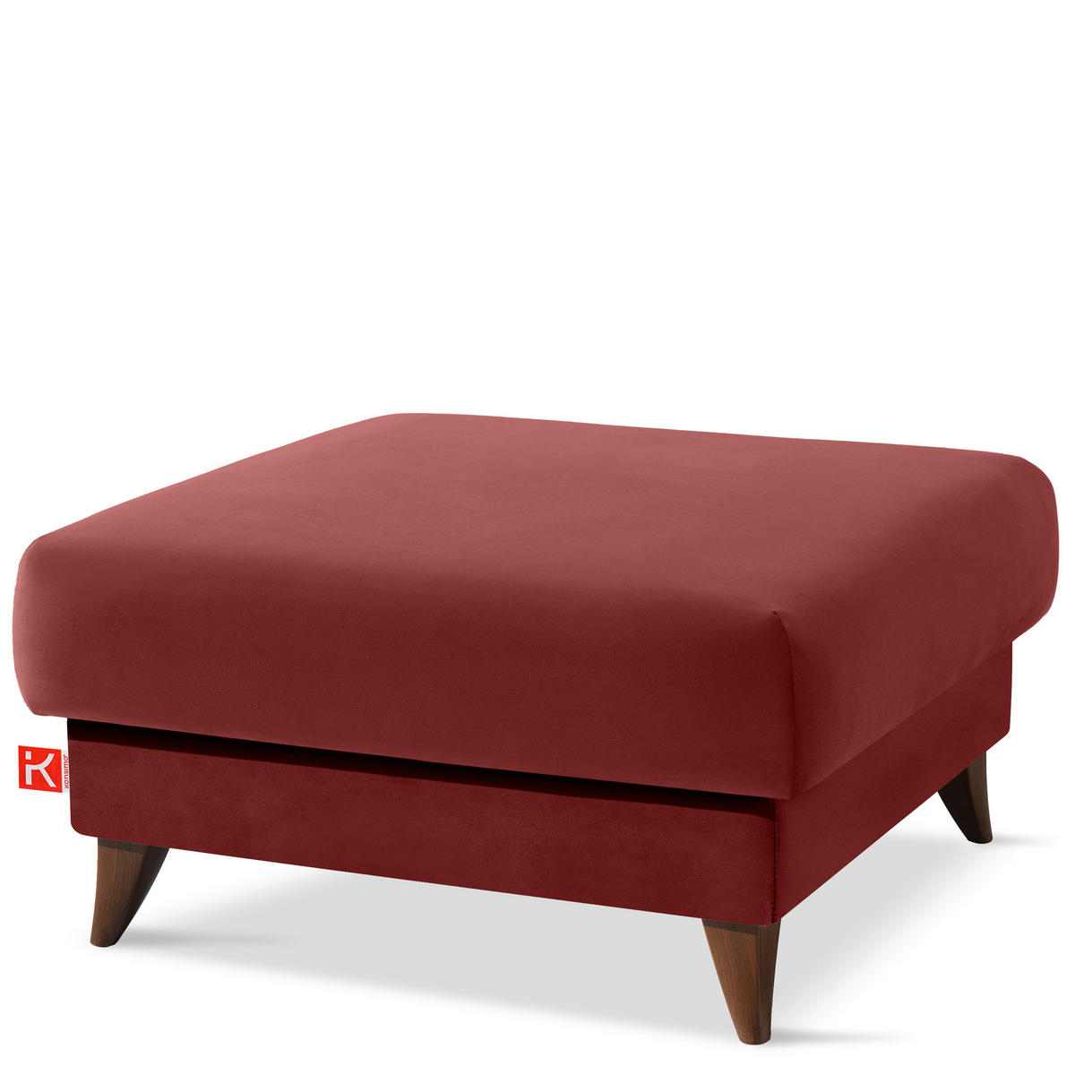 HOCKER GUSTAVO Velours, Bordeaux - Bordeaux, Holz/Holzwerkstoff (92/49/92cm) - KONSIMO®