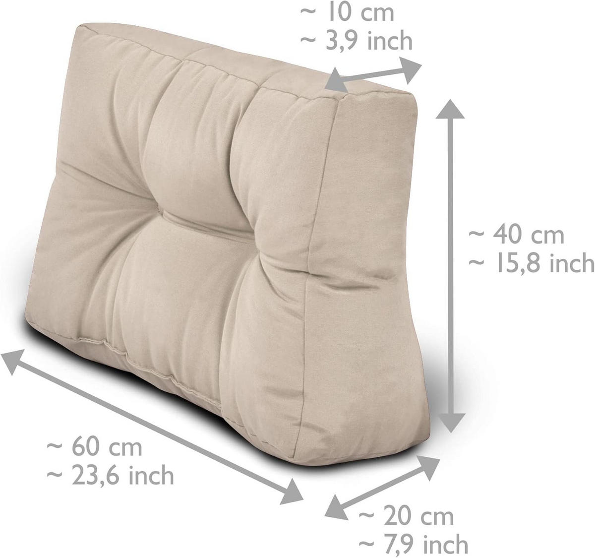 PALETTENKISSEN ECO Style Sitz 120x80x15cm Natur + Rücken (2tlg) - Beige, Textil (80/15/120cm) - Beautissu 