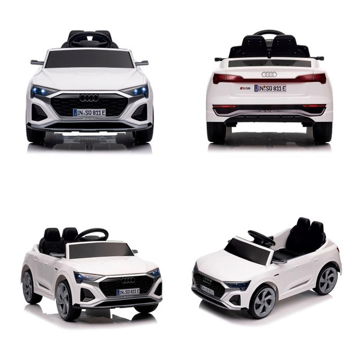 ELEKTROAUTO SUV Audi SQ8 weiß Fernbedienung Doppelmotorantrieb Gurt - Weiß, Kunststoff (98/58/43cm) - Chipolino