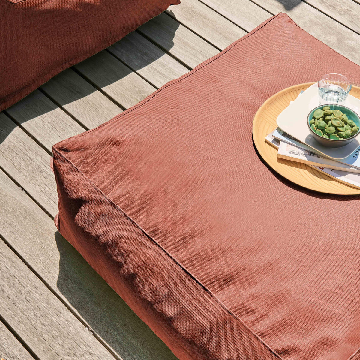 GARTENSOFA mit 5 Sitzplätzen, Terrakotta - Terracotta, Textil - Oviala