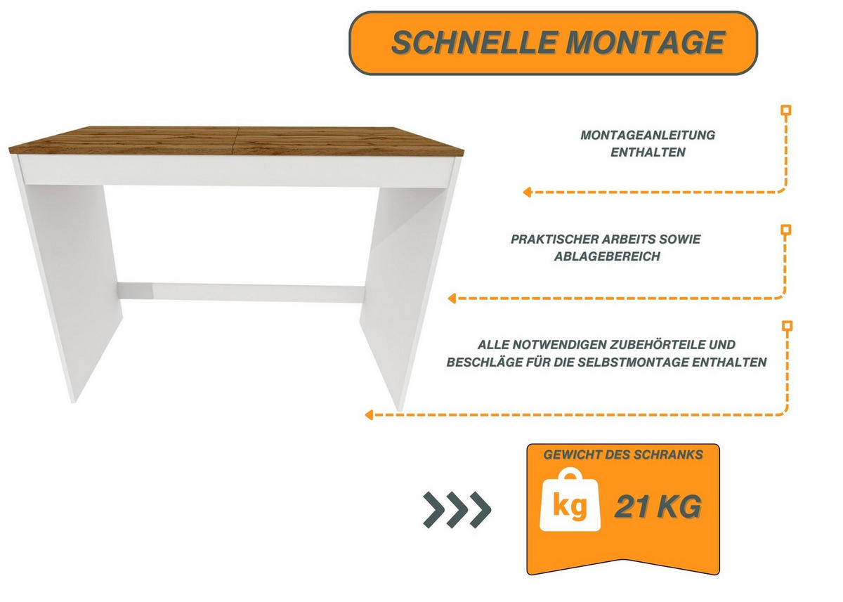 WASCHMASCHINENSCHRANK für Waschmaschine & Wäschetrockner 129/97/61 - Eiche Wotan, Holzwerkstoff (129/97/61cm) - RAUMHIRSCH FURNITURE