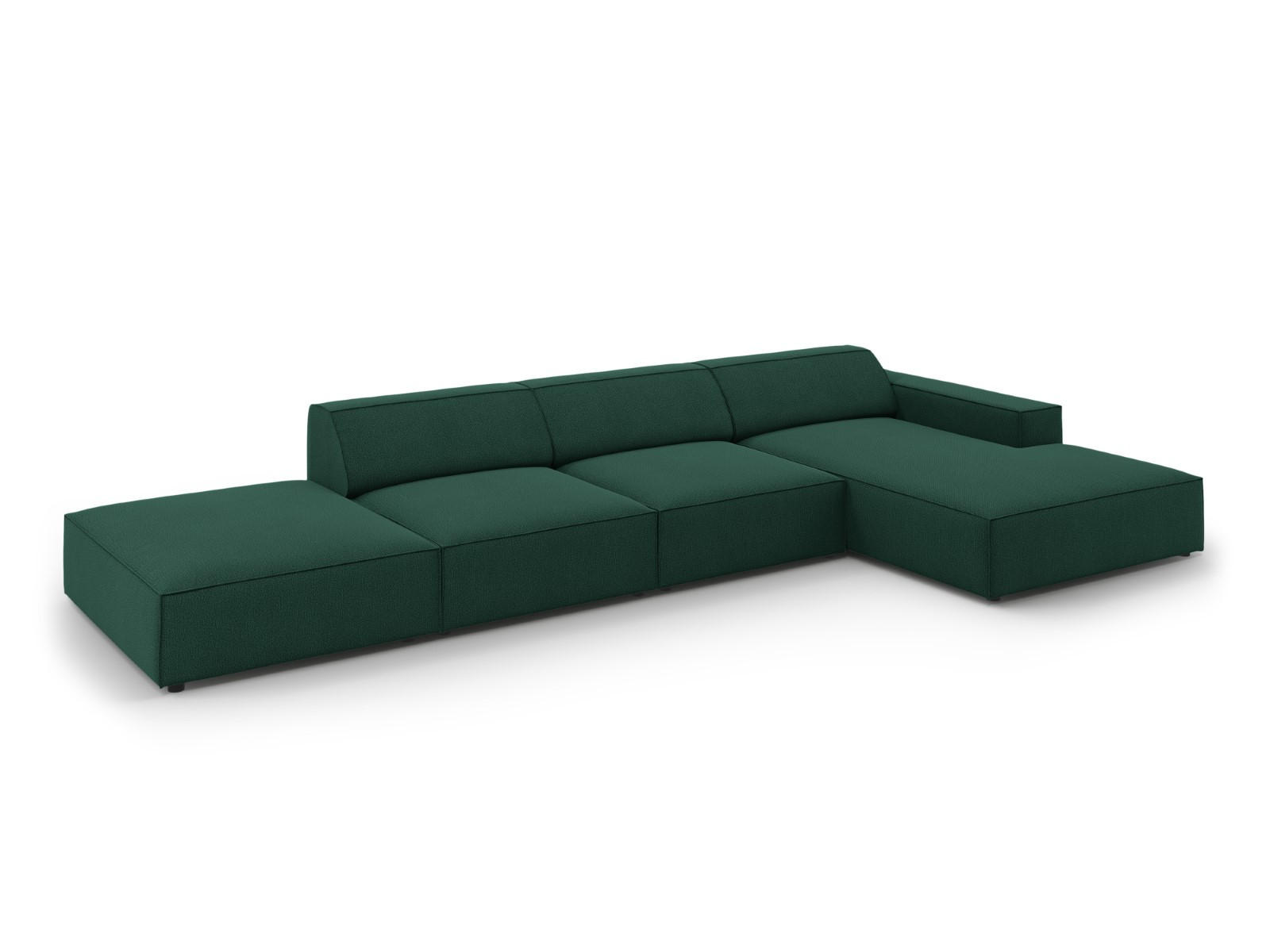 ECKSOFA rechts Jodie aus strukturiertem Stoff grün 5 Sitzplätze - Grün, Textil (166/341cm) - Micadoni