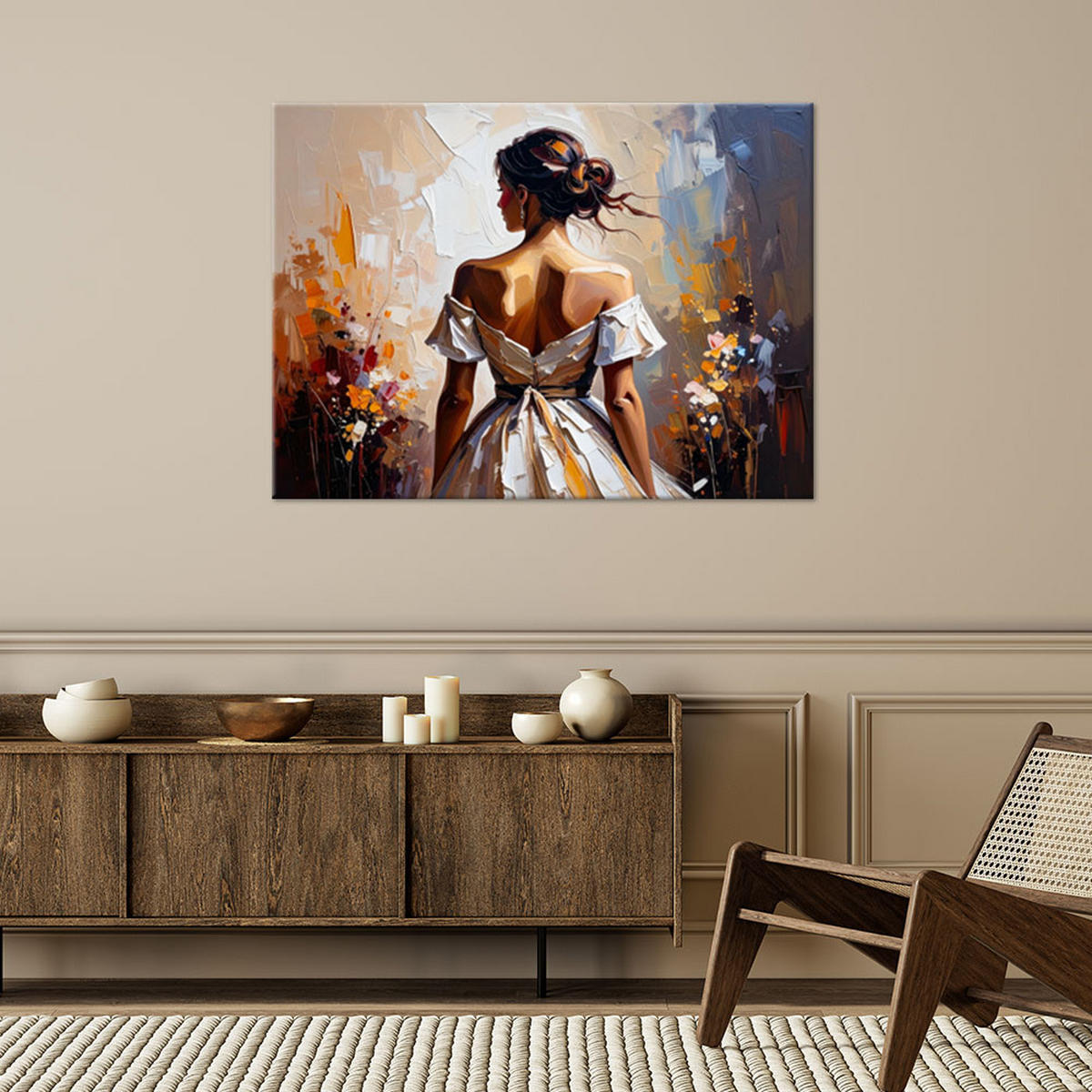 LEINWANDBILD Glamouröse Frauenfigur 120x80cm - Beige, Textil (120/80cm) - Feeby