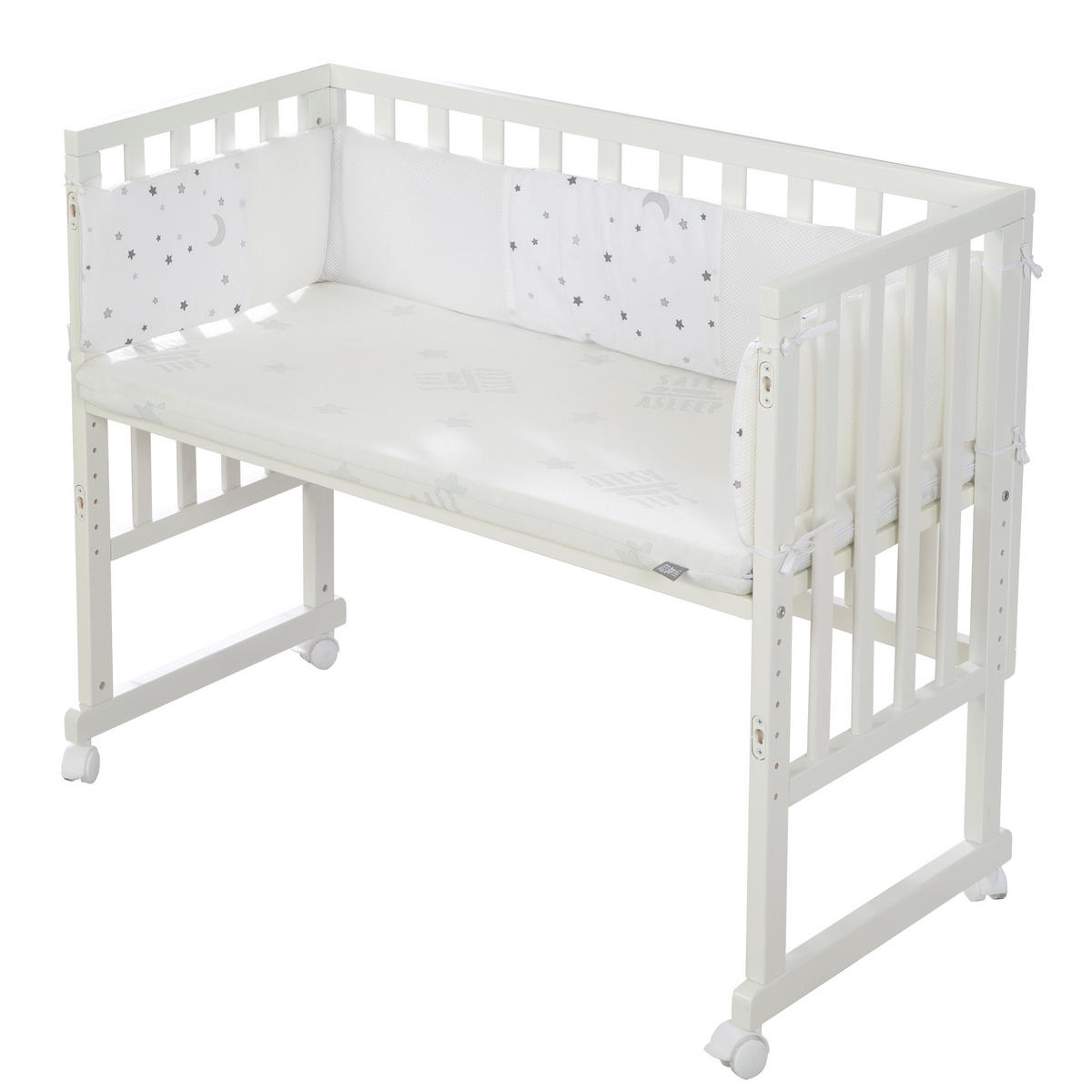 BEISTELLBETT Sternenzauber grau 3in1 Set 90 x 45 cm - Hellgrau/Weiß, Holzwerkstoff (45/90cm) - Roba