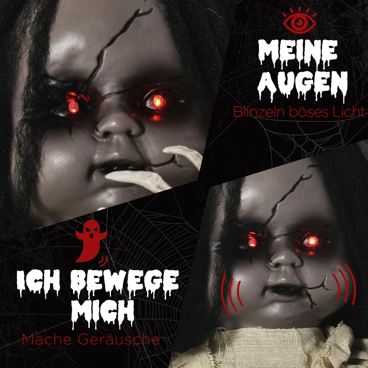 HALLOWEEN HORROR-CLOWN, Mehrfarbig, Polyester(100%), PE, Stahl - Multicolor, Kunststoff (23/83/80cm) - Outsunny