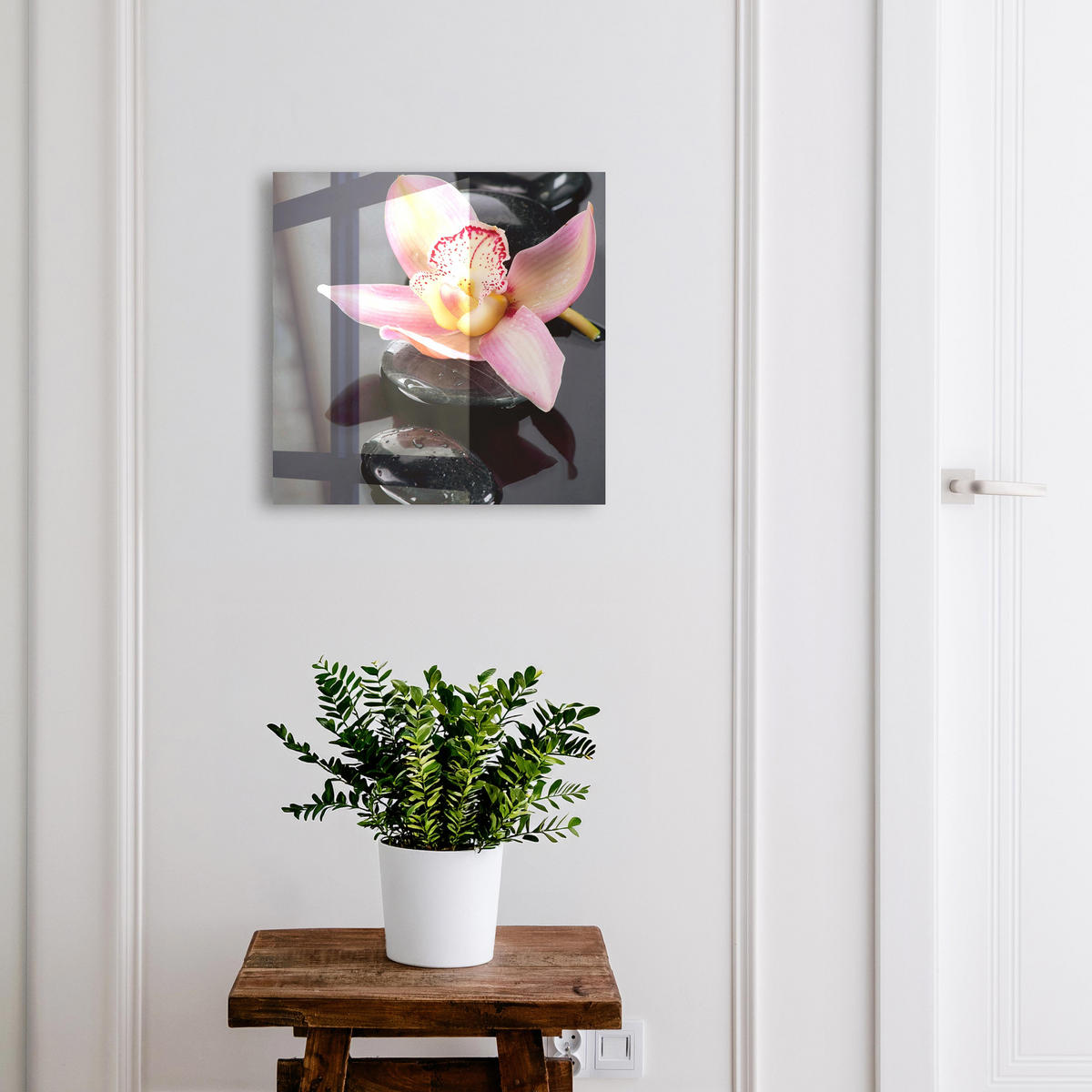 SCHLÜSSELBOX Schwarz 30x30 cm- Türöffnung nach rechts - Orchideensteine - Schwarz, Metall (30/30/5cm) - TULUP