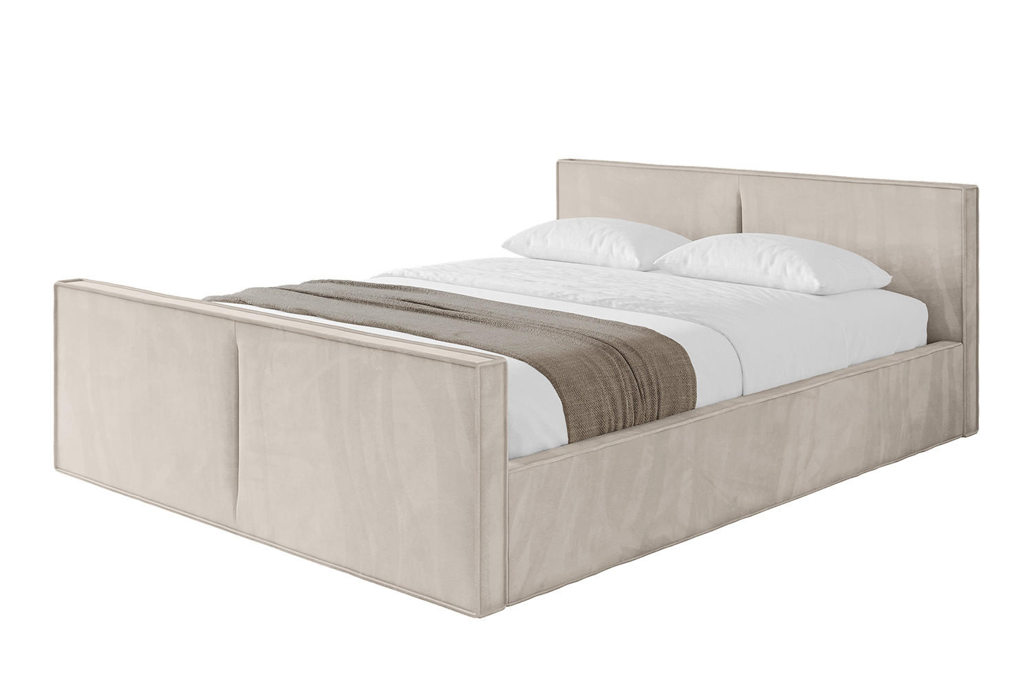 POLSTERBETT mit Bettkasten, Fußteil und Lattenrost, Boxbett mit Matratze H3/H4 - EMMI-Z-V1 180x200 Beige - Beige, Holzwerkstoff/Textil (180/200cm) - ALTDECOR